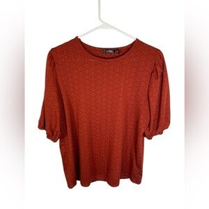 Cure Short Sleeve Eyelet Blouse Brown Large